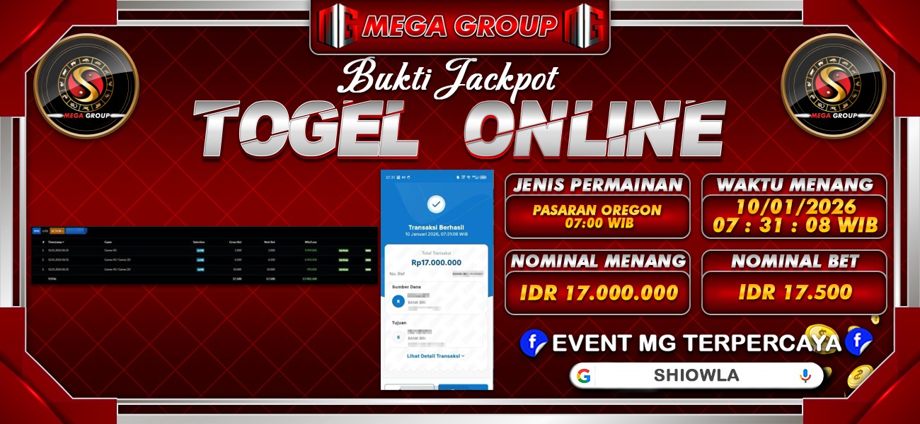 Bukti JP situs Shiowla hari Sabtu, 10 Januari 2026